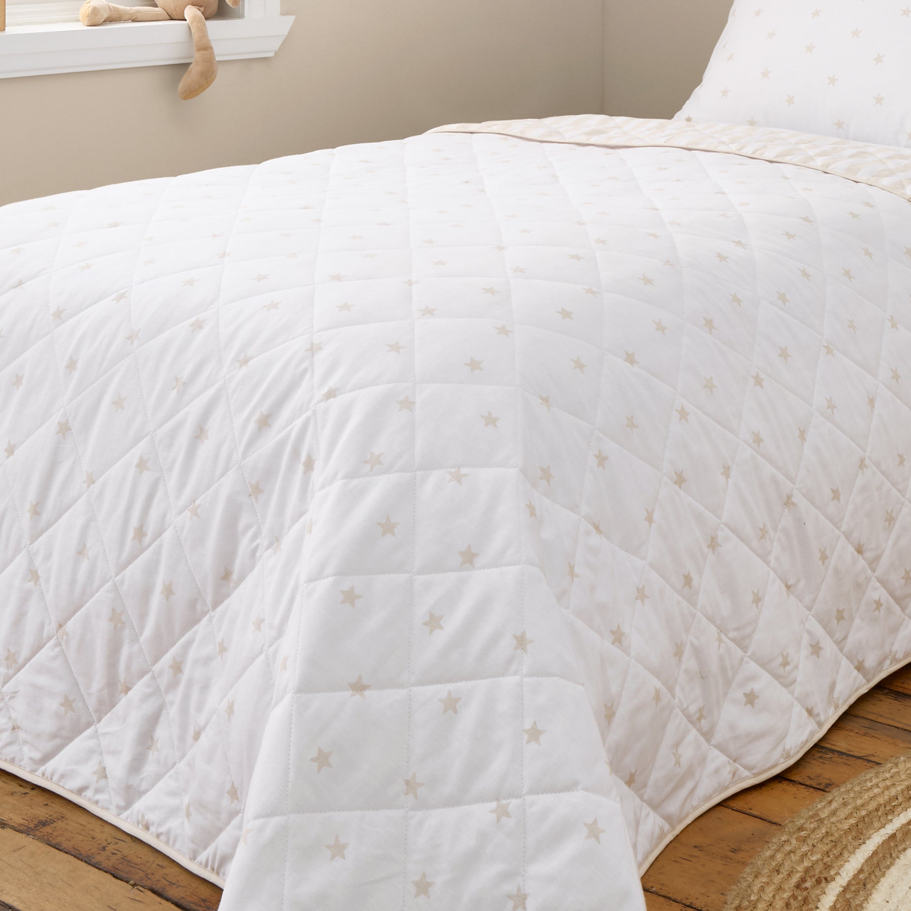 Bianca Mini Star And Stripes 200cm x 200cm Bedspread Natural