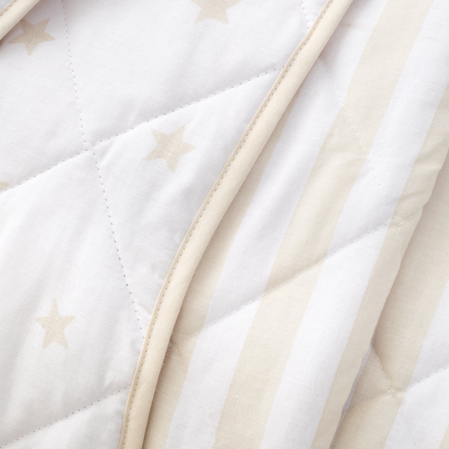 Bianca Mini Star And Stripes 200cm x 200cm Bedspread Natural