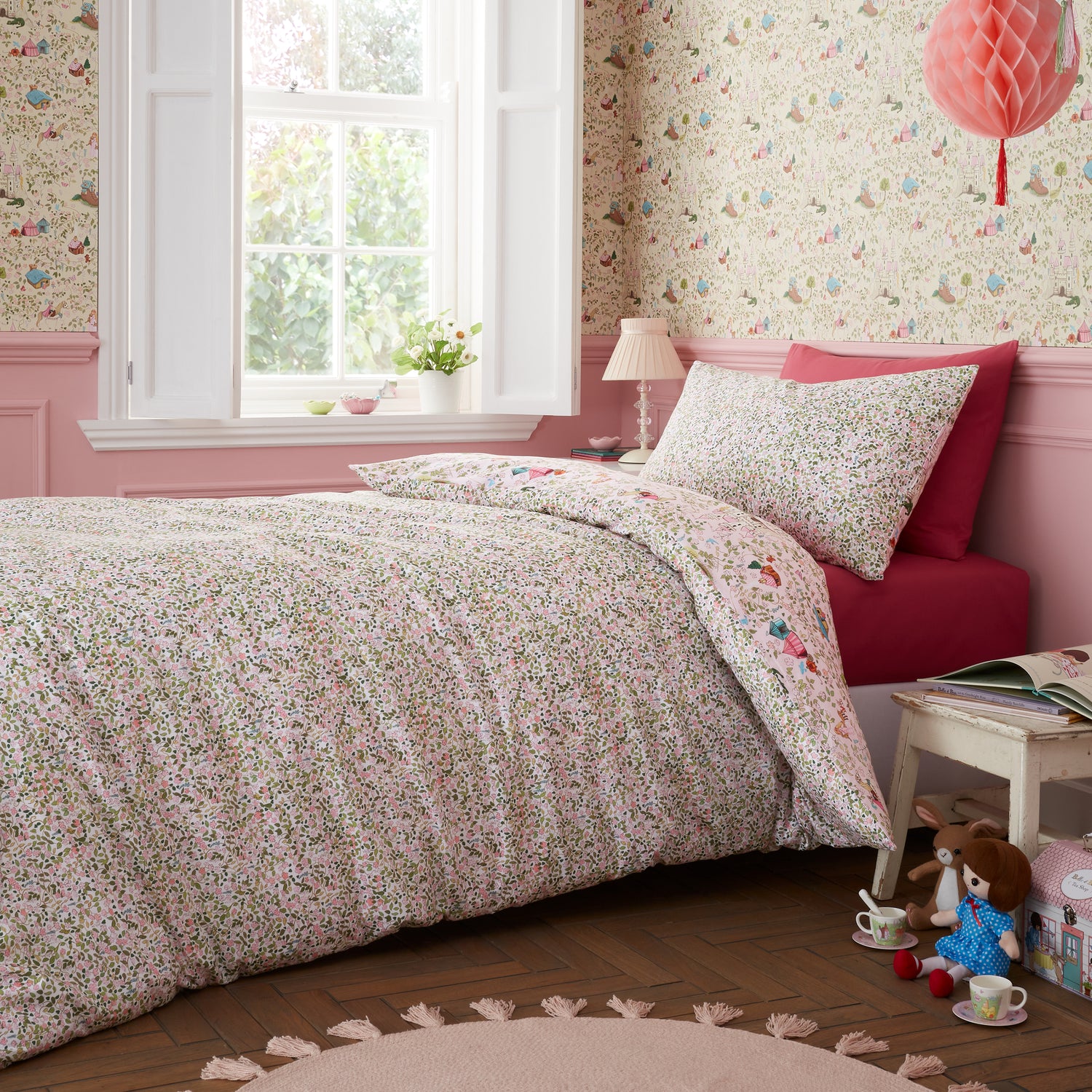 Belle and Boo Fairytale Duvet Cover Bedding Set Pink