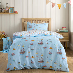 Belle and Boo Pirate Duvet Cover Bedding Set Blue