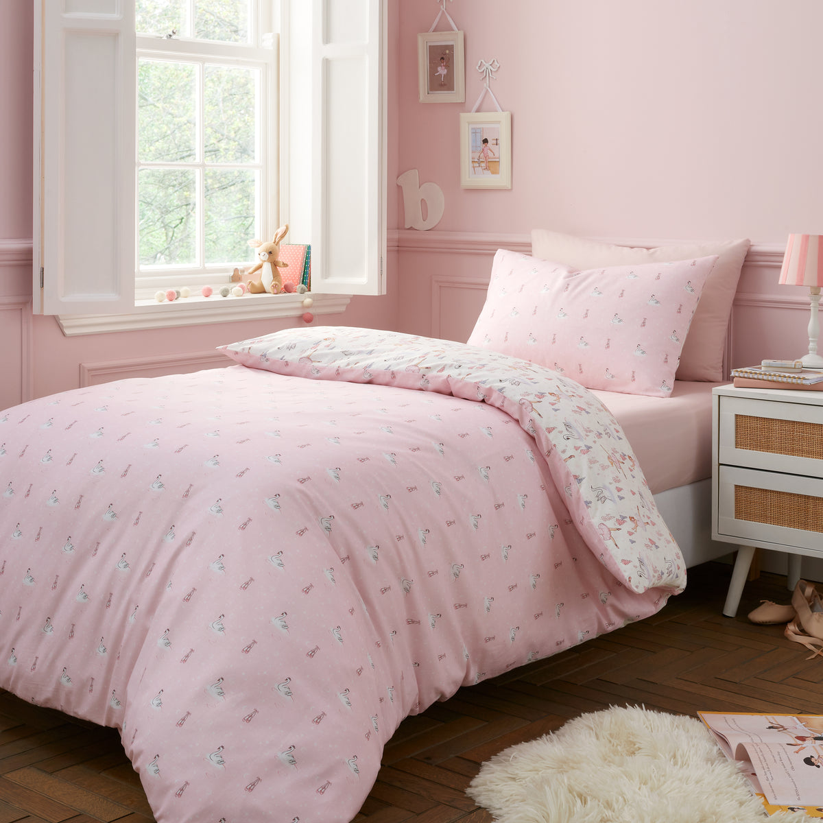 Belle and Boo Ballerina Duvet Cover Bedding Set Pink