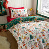Belle and Boo Christmas Fairground Duvet Cover Bedding Set Green