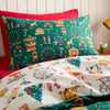 Belle and Boo Christmas Fairground Duvet Cover Bedding Set Green