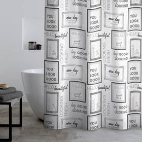 Catherine Lansfield Relax And Unwind Shower Curtain Grey Black