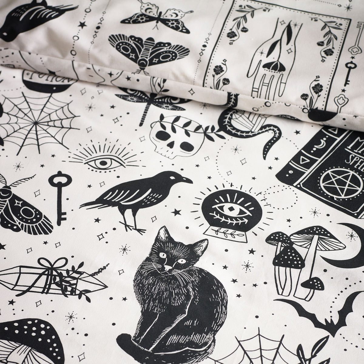 Catherine Lansfield Enchanted Witchcraft Duvet Cover Bedding Set Black Natural