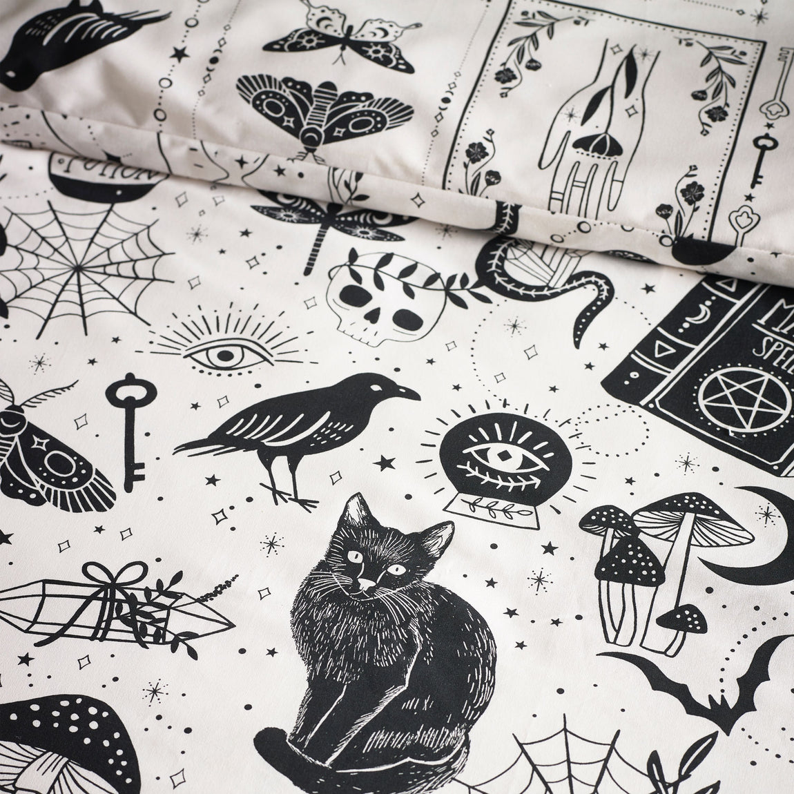 Catherine Lansfield Enchanted Witchcraft Duvet Cover Bedding Set Black Natural