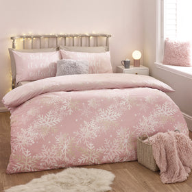 Catherine Lansfield Baby Its Cold Outside Duvet Cover Bedding Set Pink