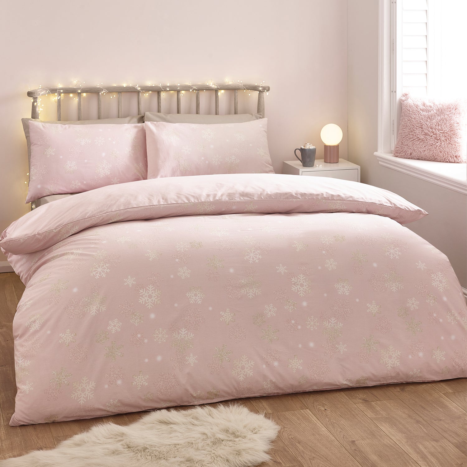 Catherine Lansfield Baby Its Cold Outside Duvet Cover Bedding Set Pink
