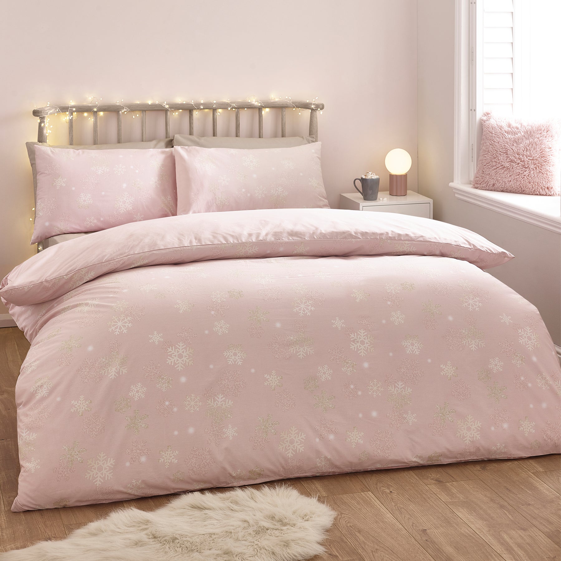 Catherine Lansfield Baby Its Cold Outside Duvet Cover Bedding Set Pink
