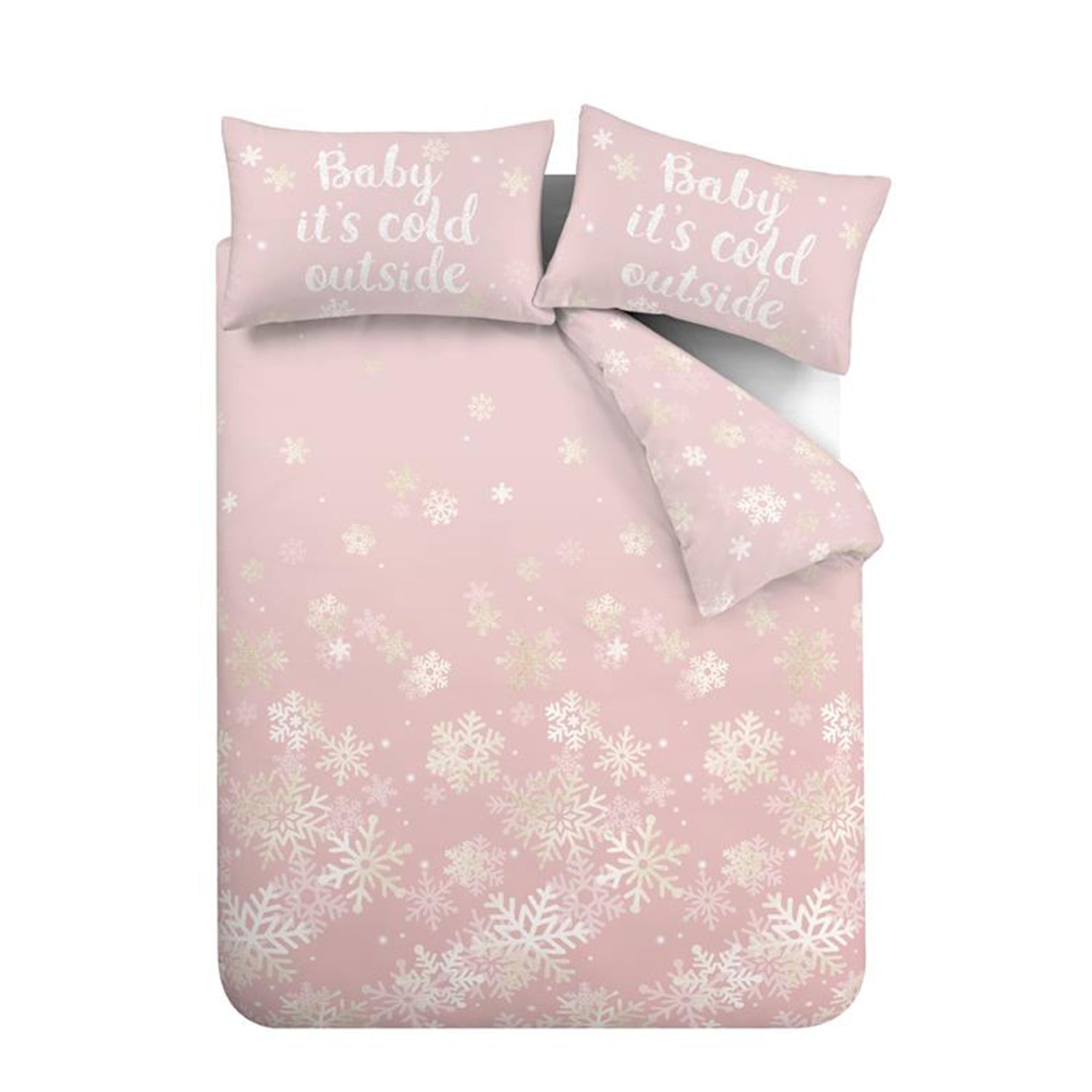 Catherine Lansfield Baby Its Cold Outside Duvet Cover Bedding Set Pink