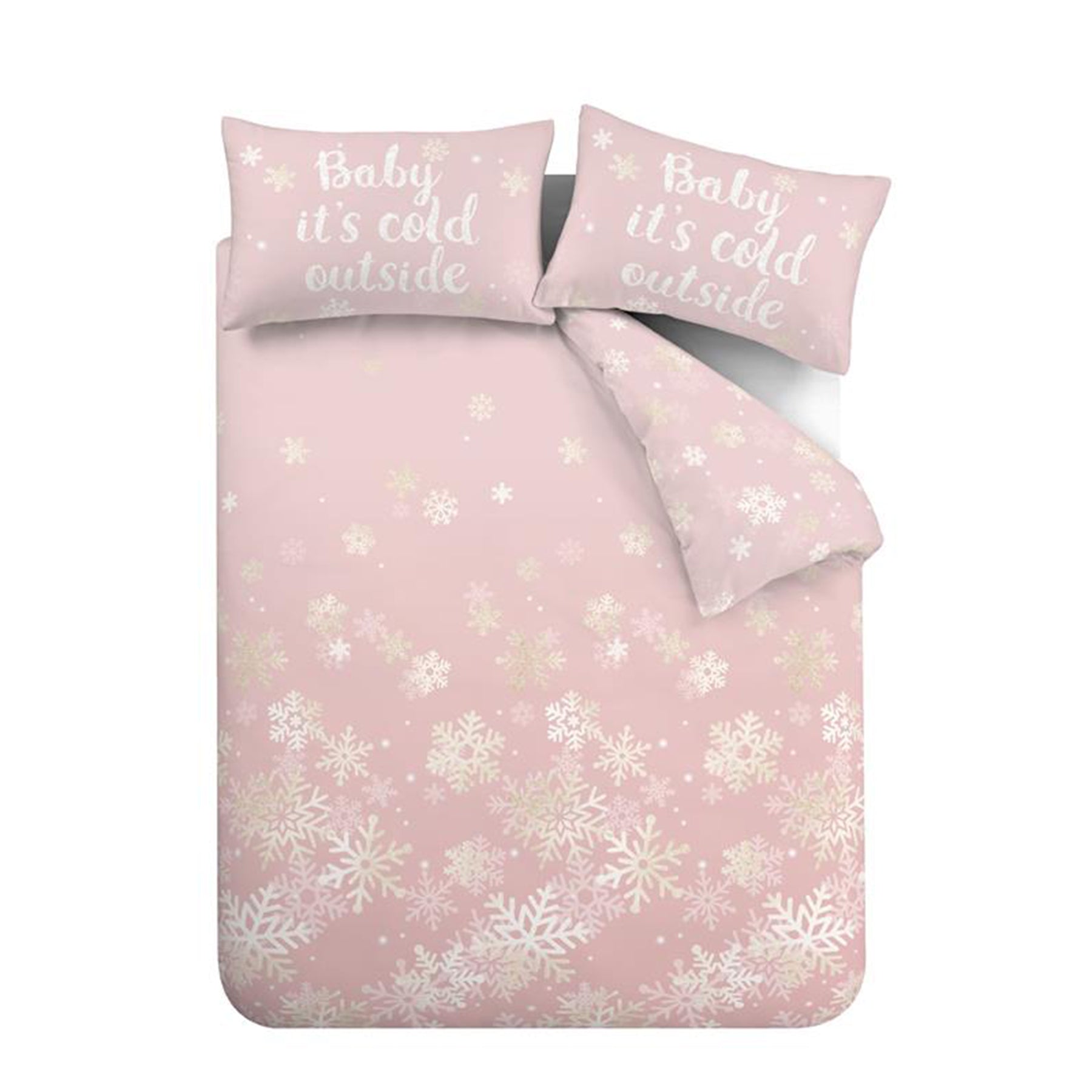 Catherine Lansfield Baby Its Cold Outside Duvet Cover Bedding Set Pink