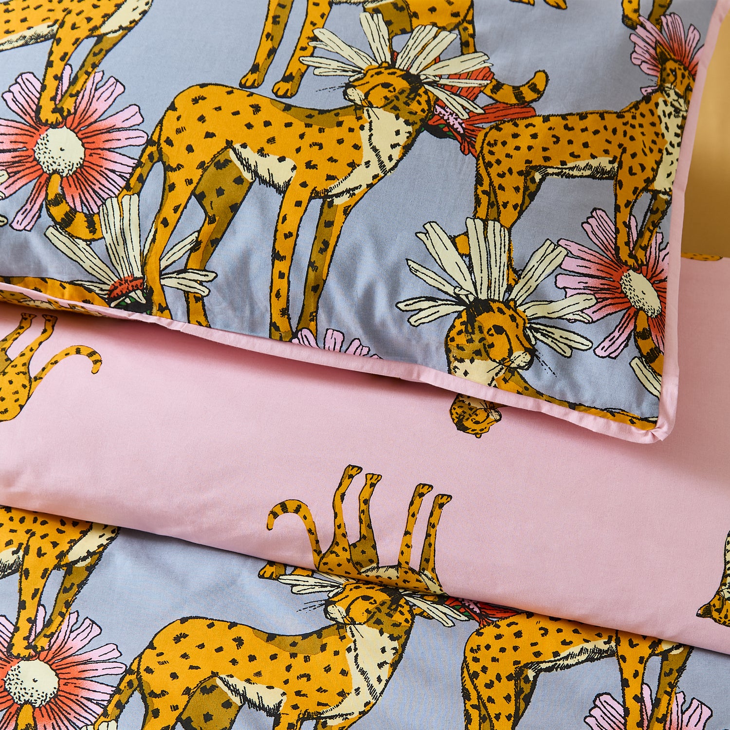 Their Nibs Untamed Cheetah Duvet Cover Bedding Set Grey
