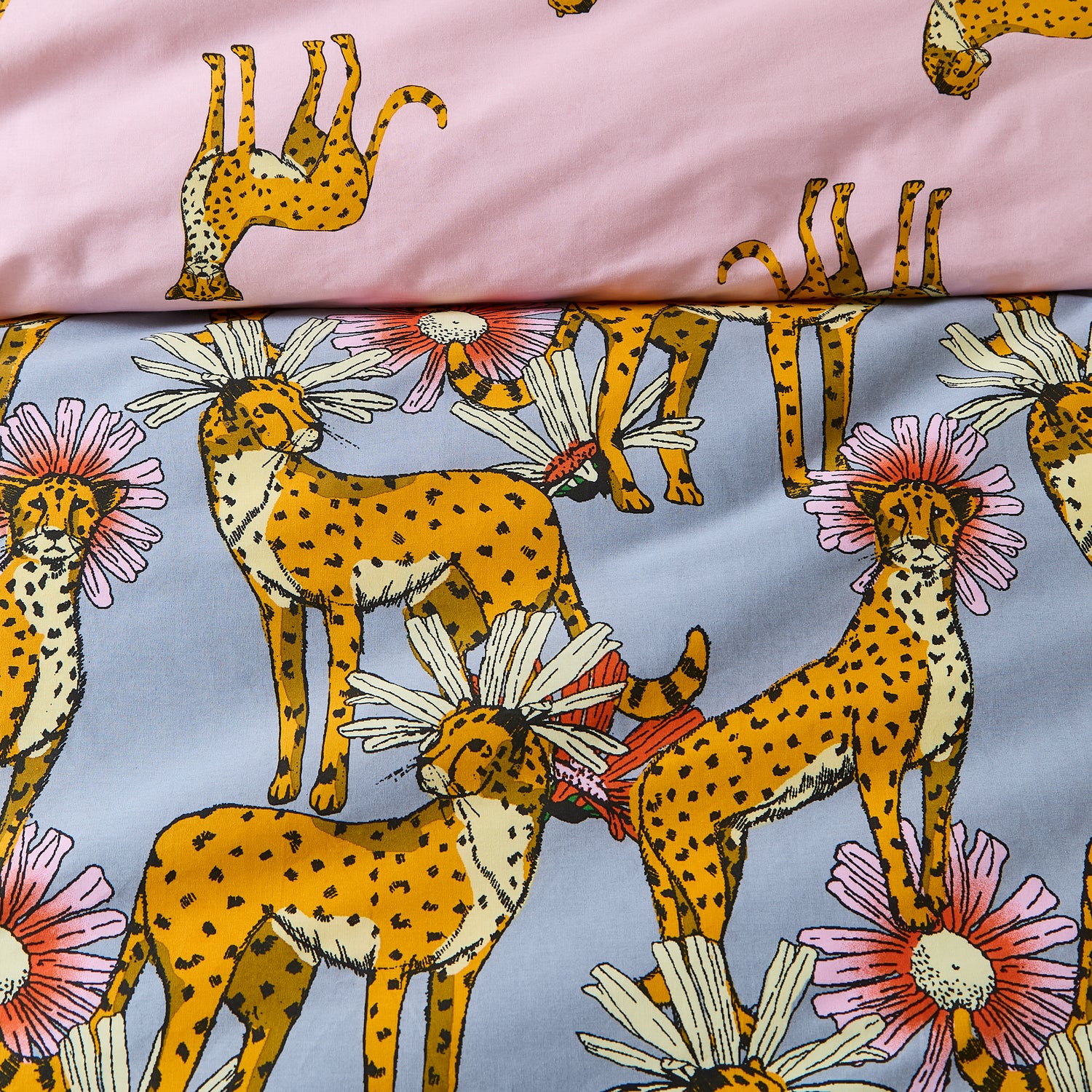 Their Nibs Untamed Cheetah Duvet Cover Bedding Set Grey