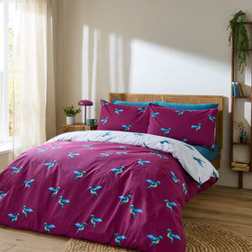 Their Nibs Hummingbird Duvet Cover Bedding Set Plum