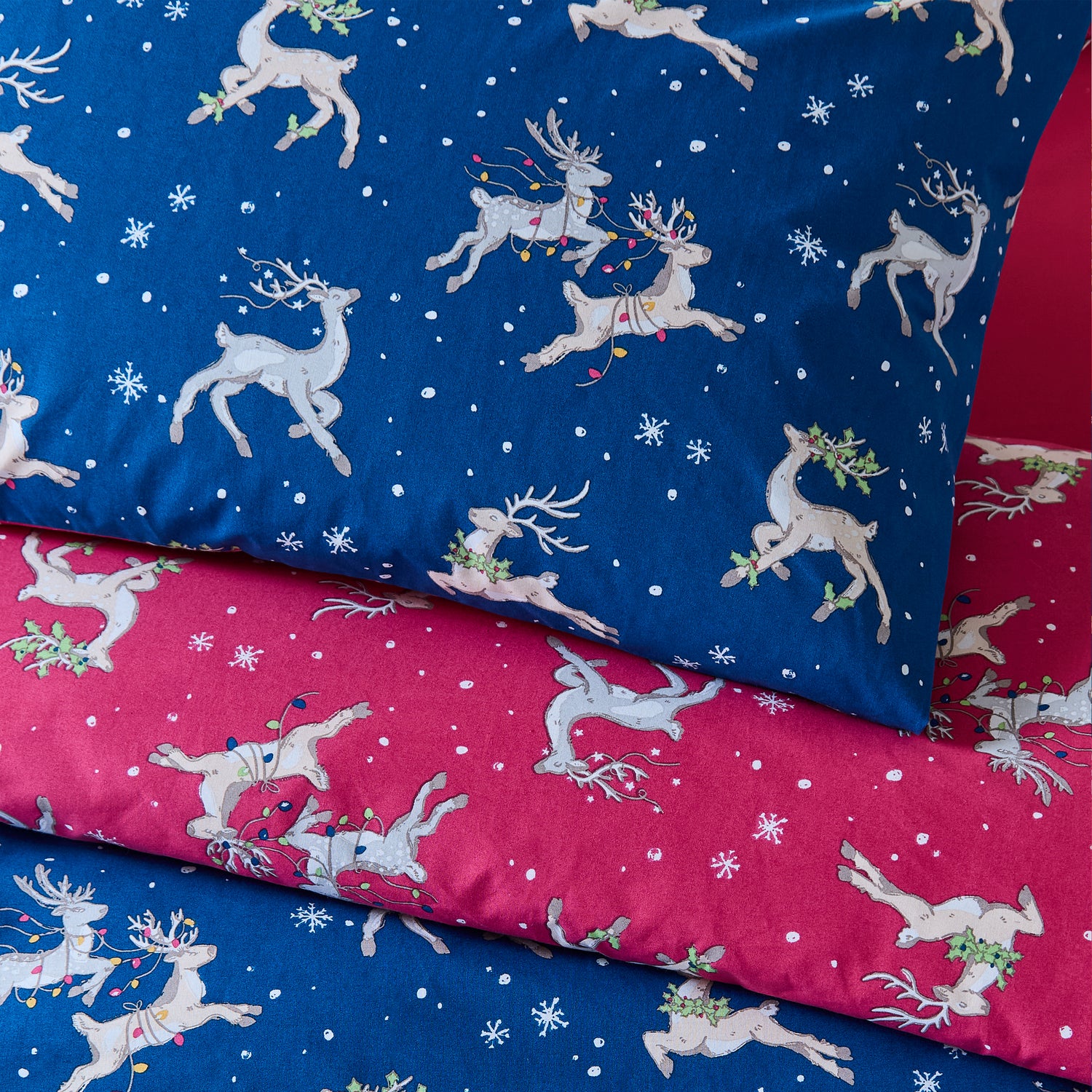 Their Nibs Christmas Reindeer Duvet Cover Bedding Set Blue