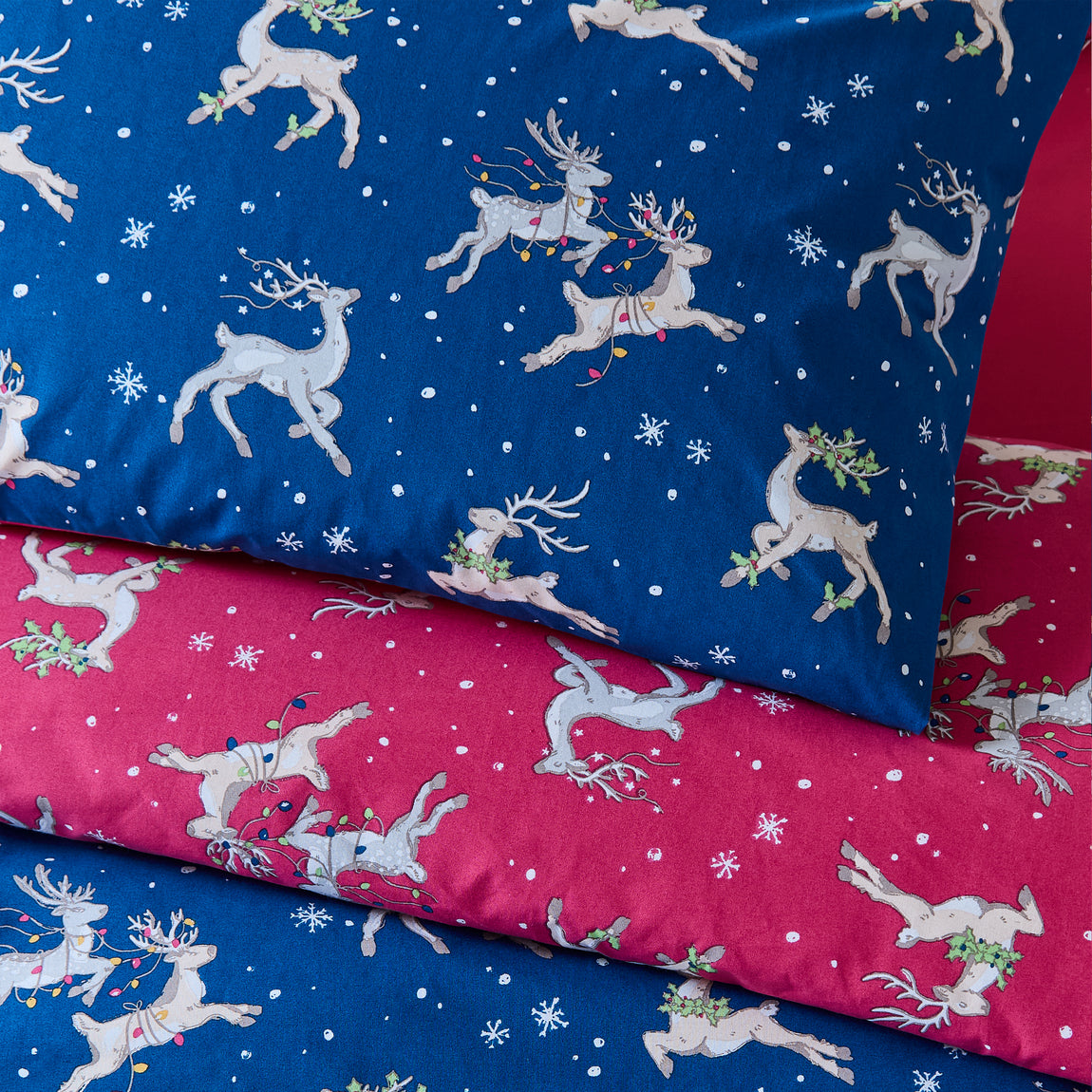 Their Nibs Christmas Reindeer Duvet Cover Bedding Set Blue