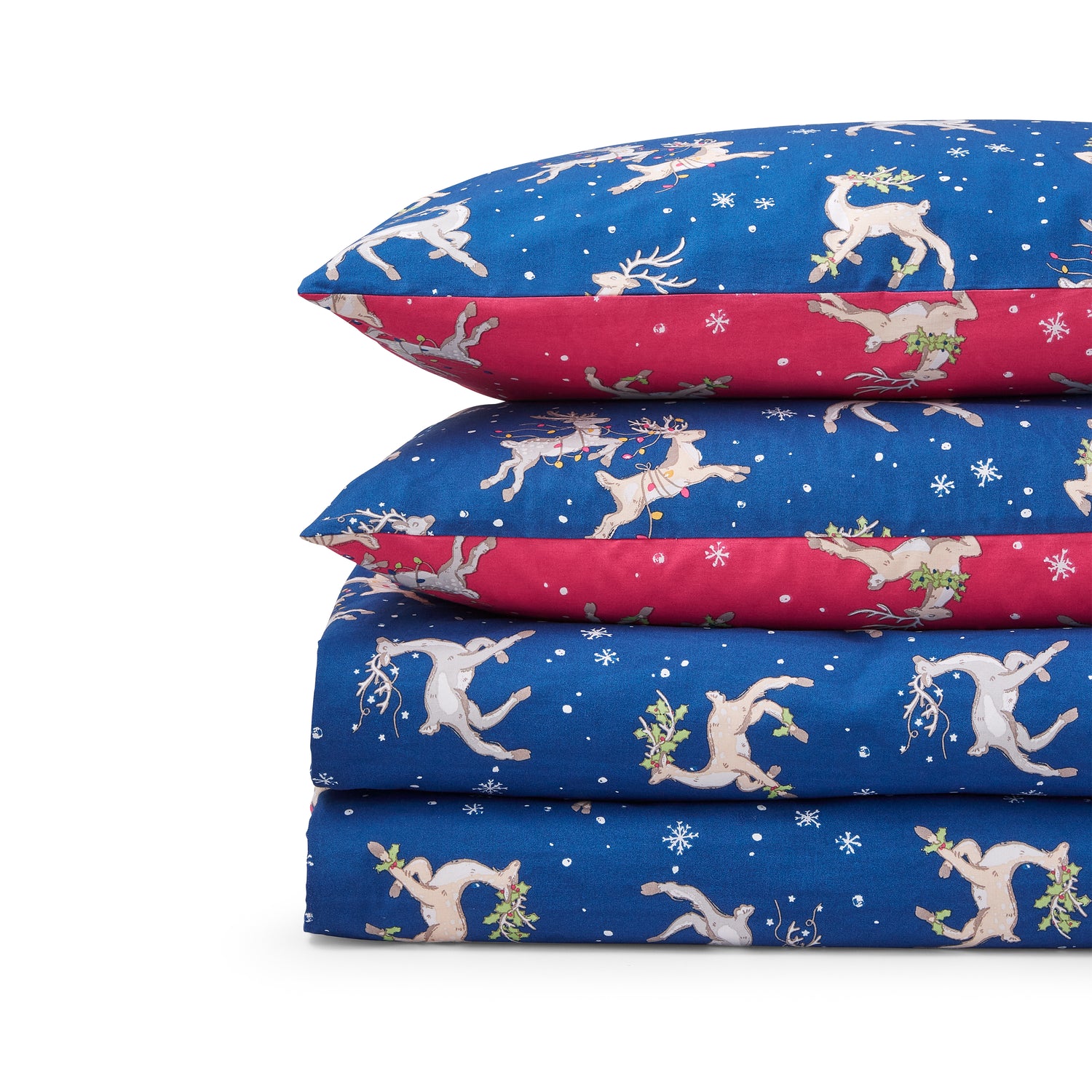 Their Nibs Christmas Reindeer Duvet Cover Bedding Set Blue