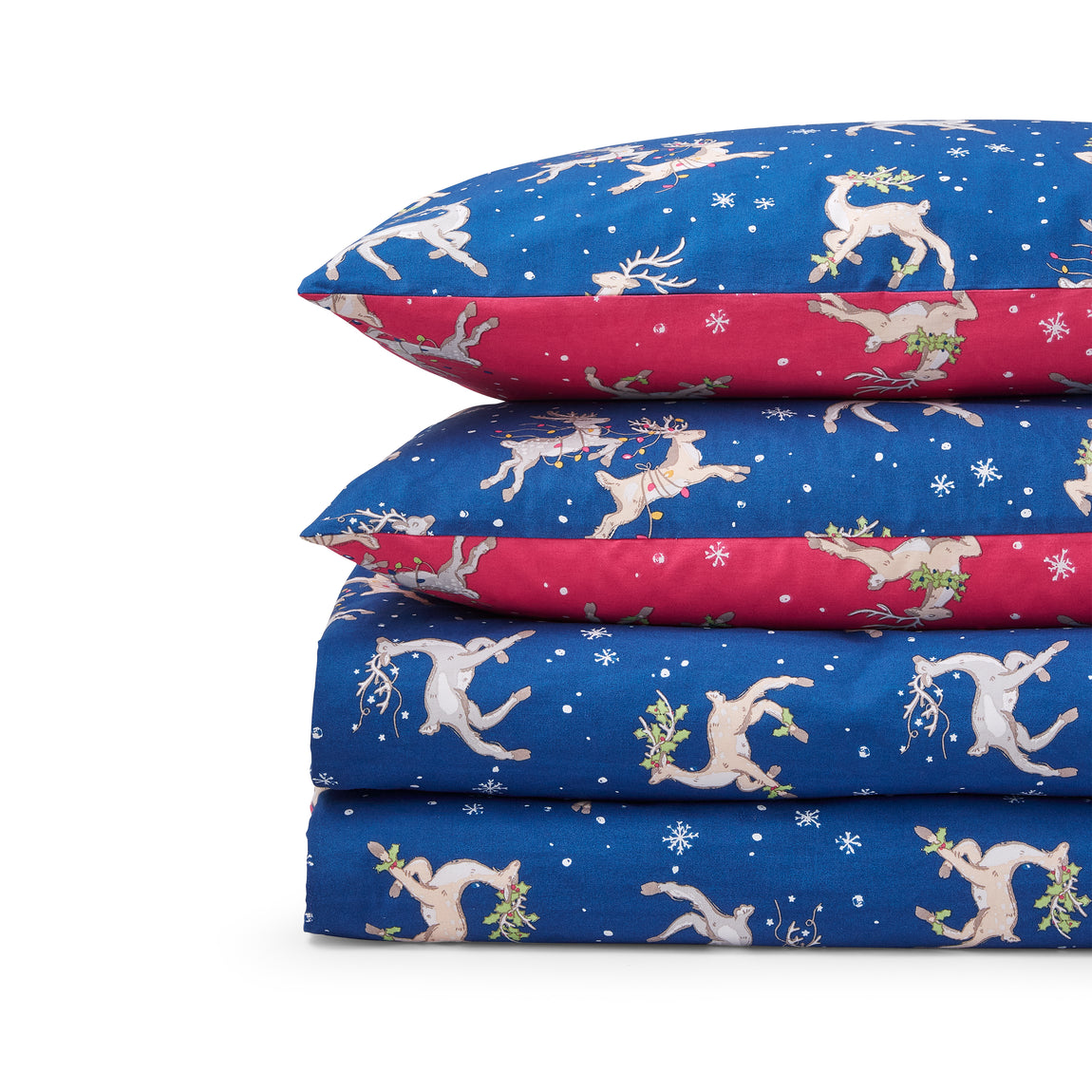 Their Nibs Christmas Reindeer Duvet Cover Bedding Set Blue