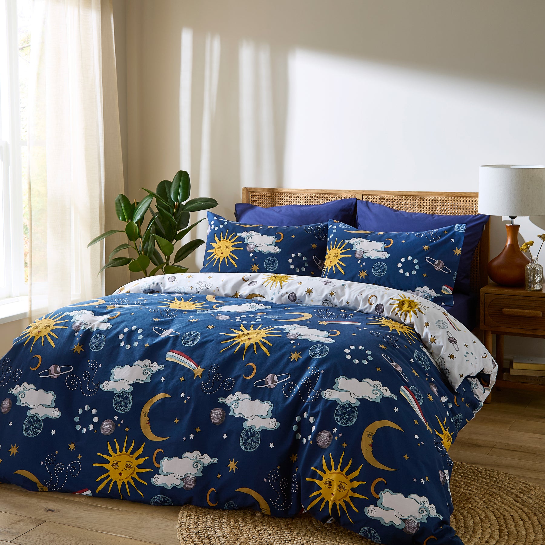 Their Nibs Disco Space Duvet Cover Bedding Set Navy