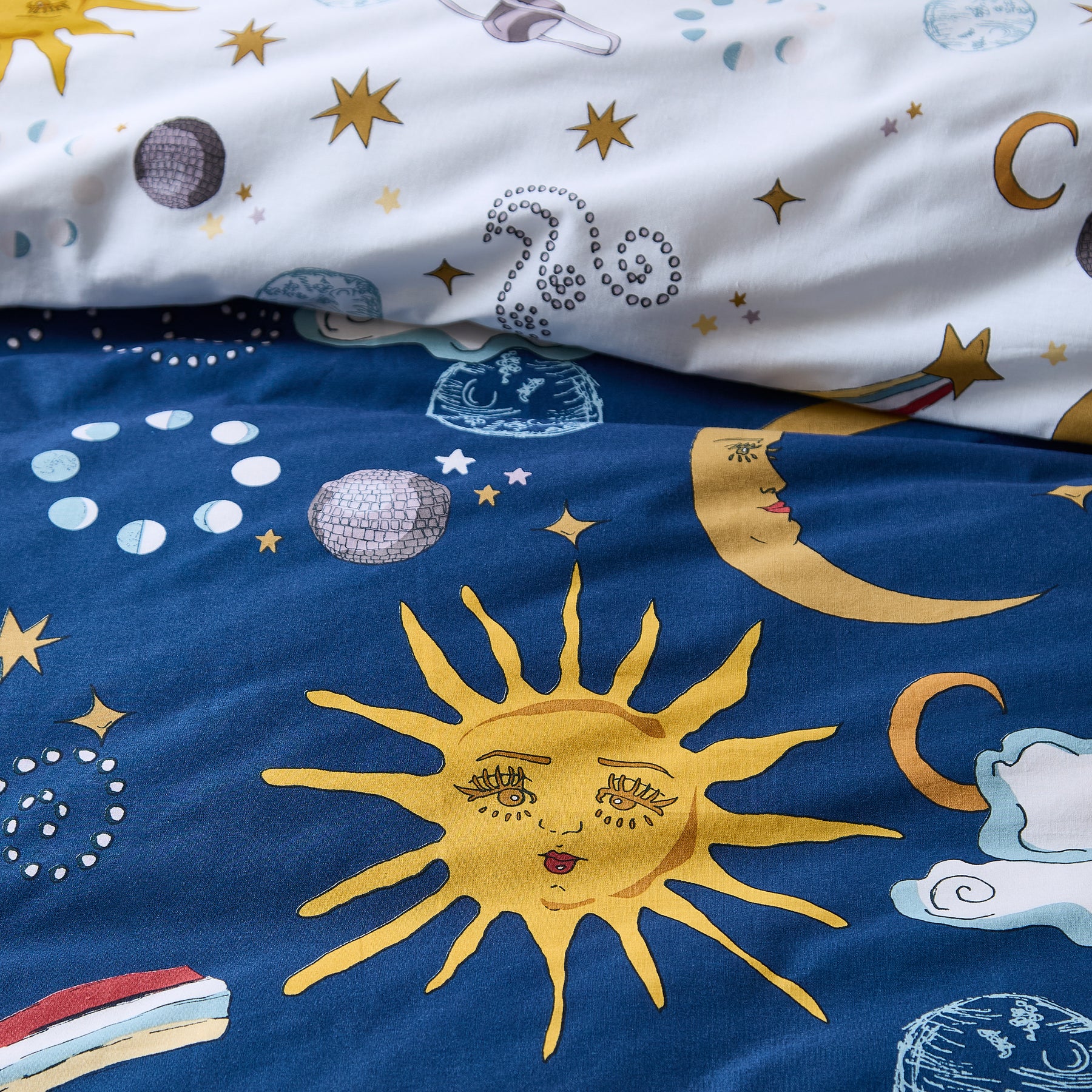 Their Nibs Disco Space Duvet Cover Bedding Set Navy