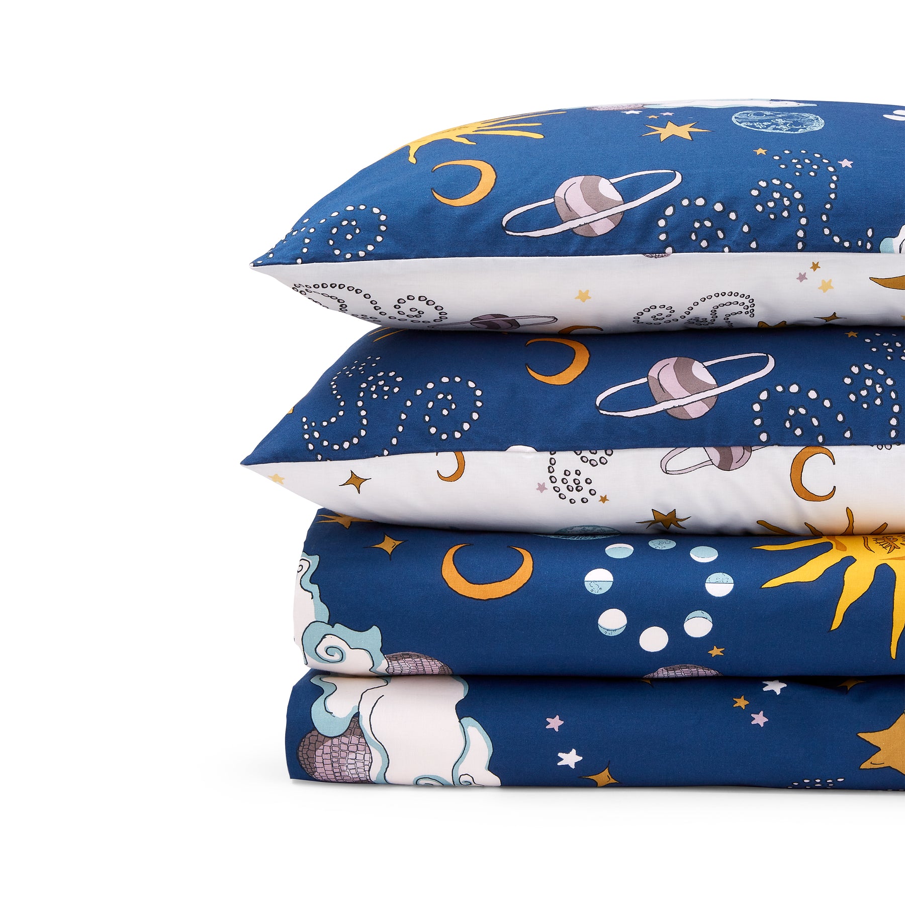 Their Nibs Disco Space Duvet Cover Bedding Set Navy