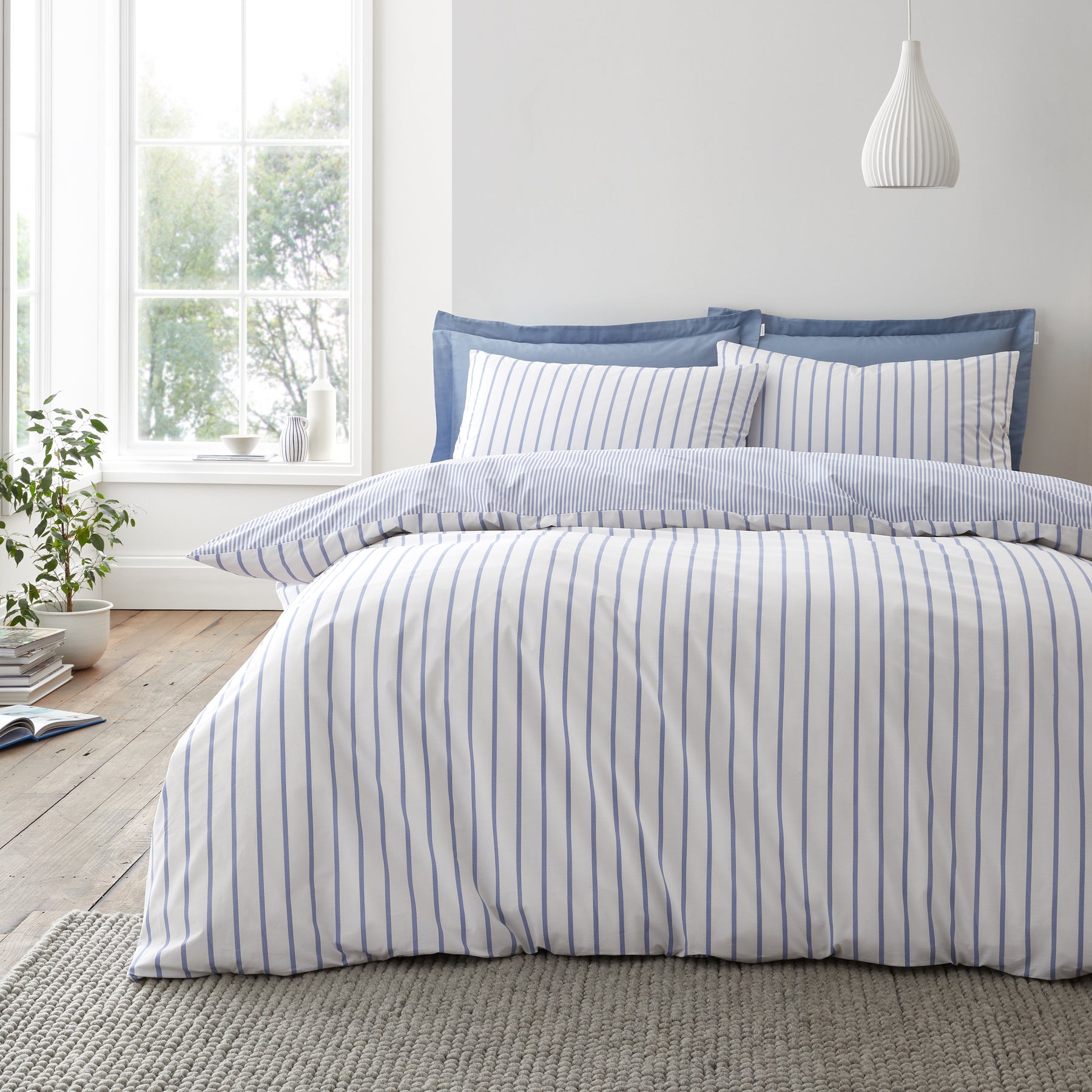 Bianca Hampton Stripe Duvet Cover Bedding Set Blue