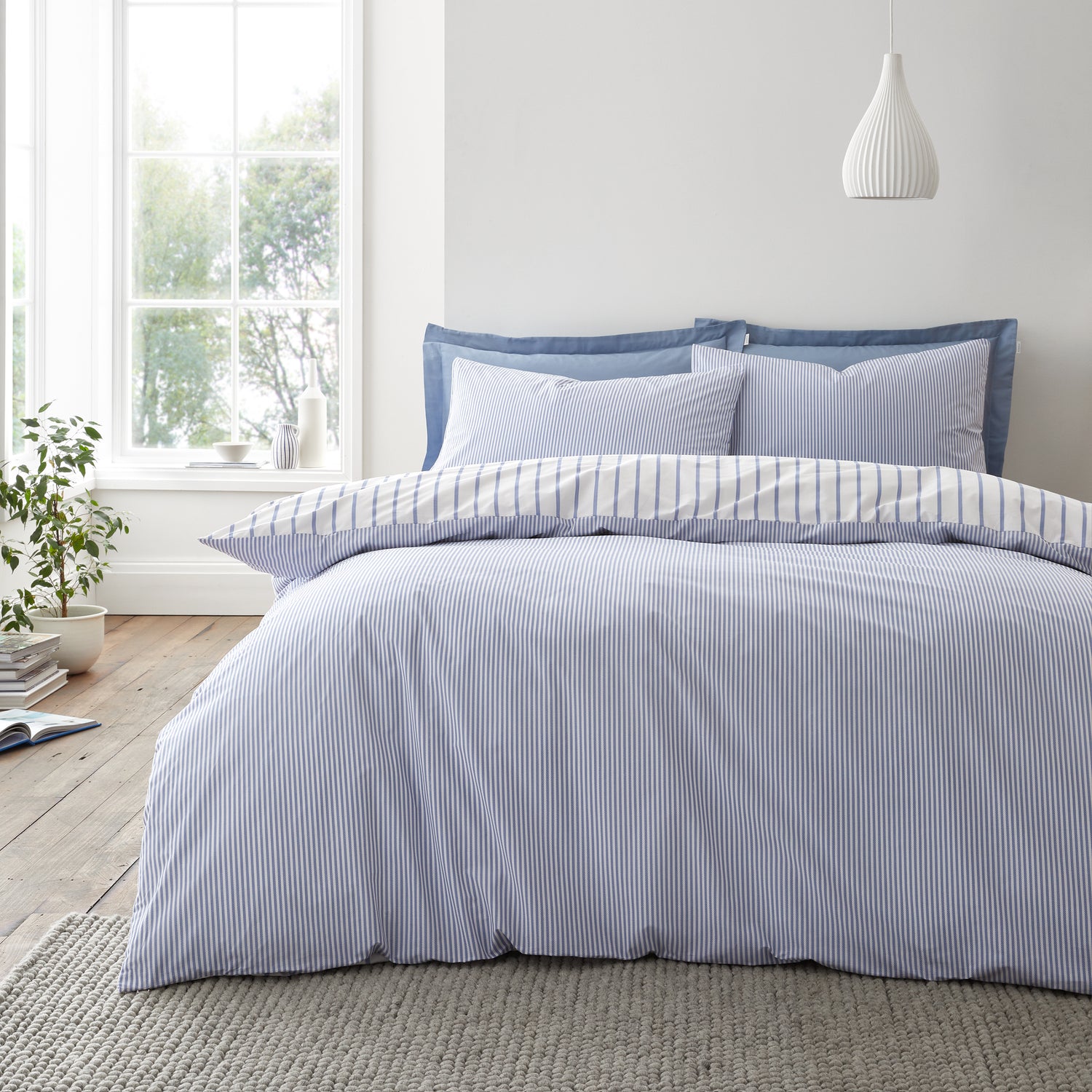 Bianca Hampton Stripe Duvet Cover Bedding Set Blue