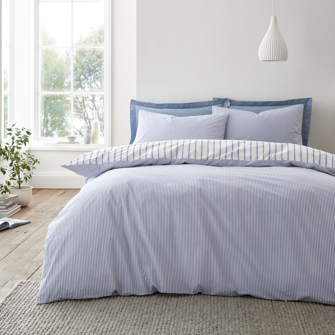 Bianca Hampton Stripe Duvet Cover Bedding Set Blue