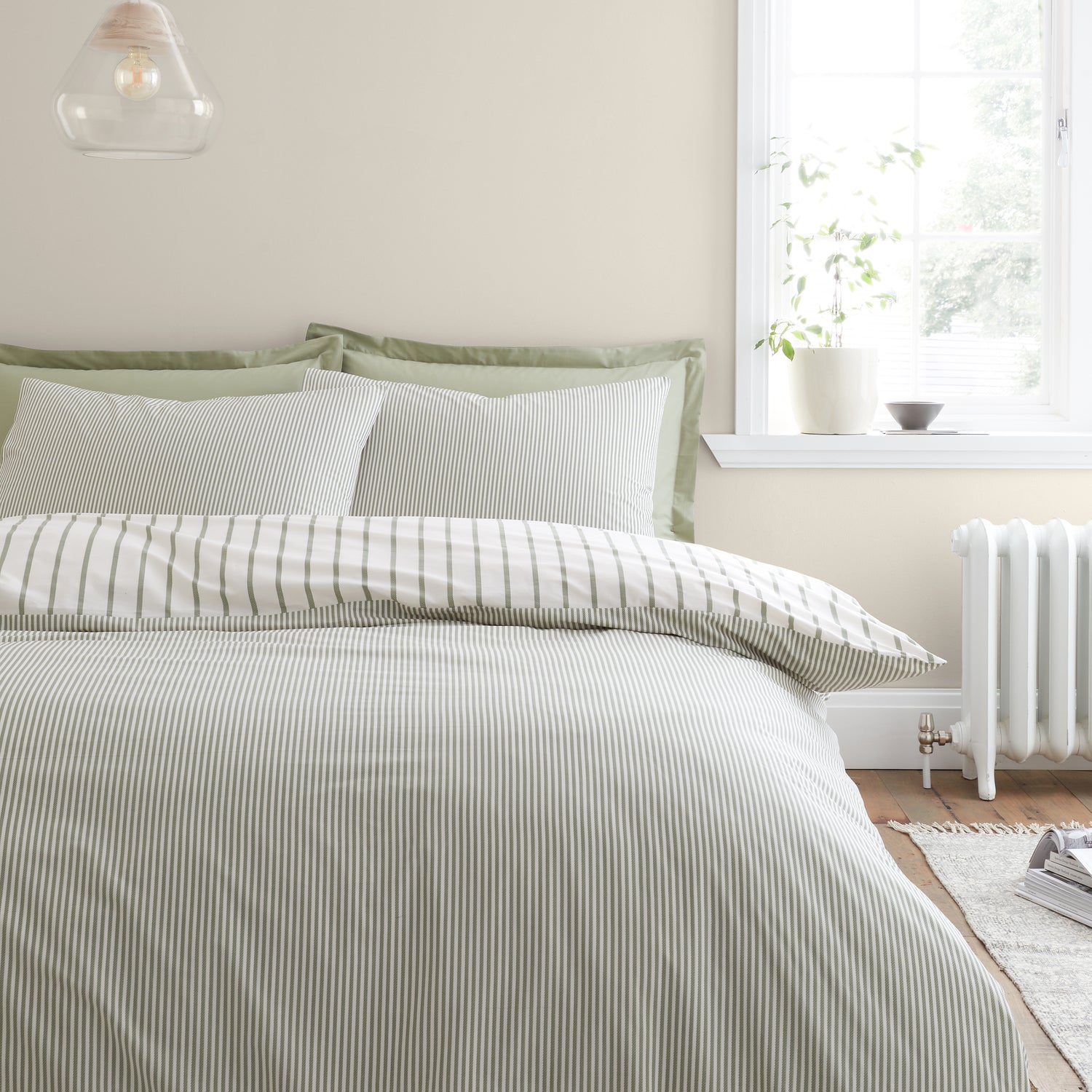Bianca Hampton Stripe Duvet Cover Bedding Set Green