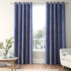 Bianca Attica Velvet Ready Made Eyelet Blackout Curtains Blue