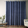 Bianca Attica Velvet Ready Made Eyelet Blackout Curtains Blue