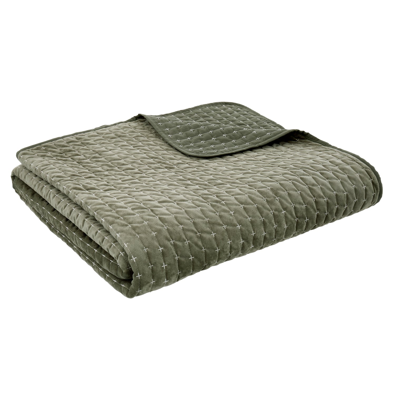 Bianca Attica Velvet 240cm x 260cm Bedspread Green