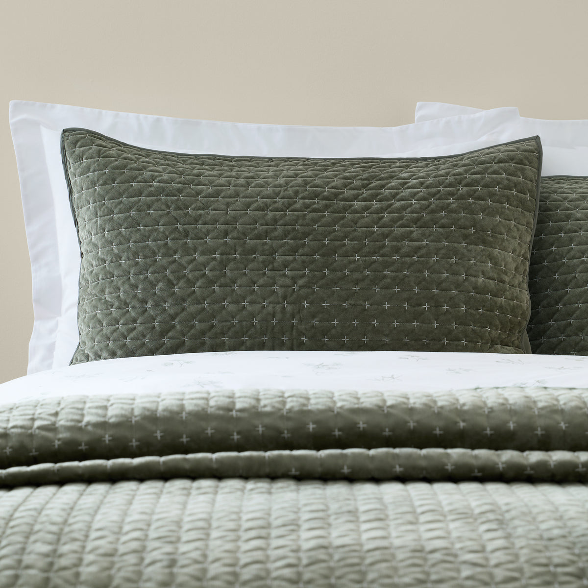 Bianca Attica Velvet Pillow Protector Green
