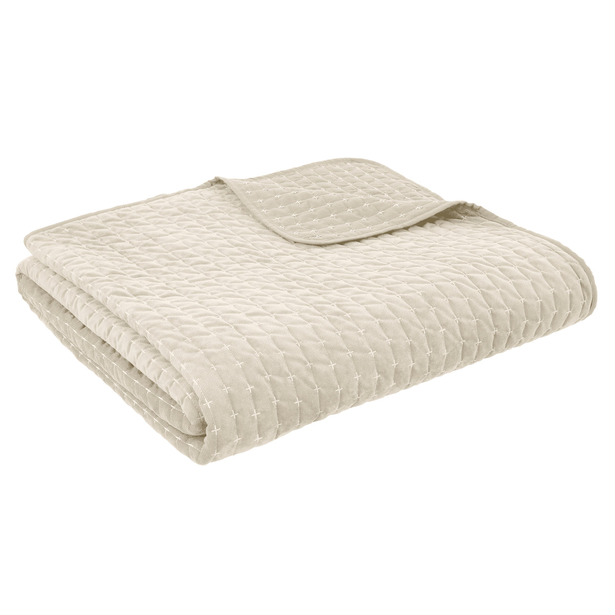 Bianca Attica Velvet 240cm x 260cm Bedspread Natural