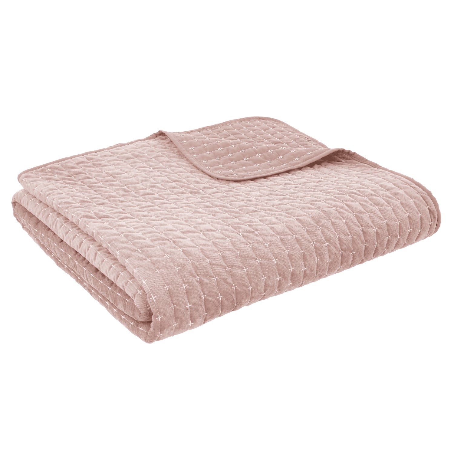 Bianca Attica Velvet 240cm x 260cm Embroidered Bedspread Pink