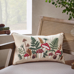 Catherine Lansfield Embroidery Woodland 30cm x 50cm Filled Cushion Natural