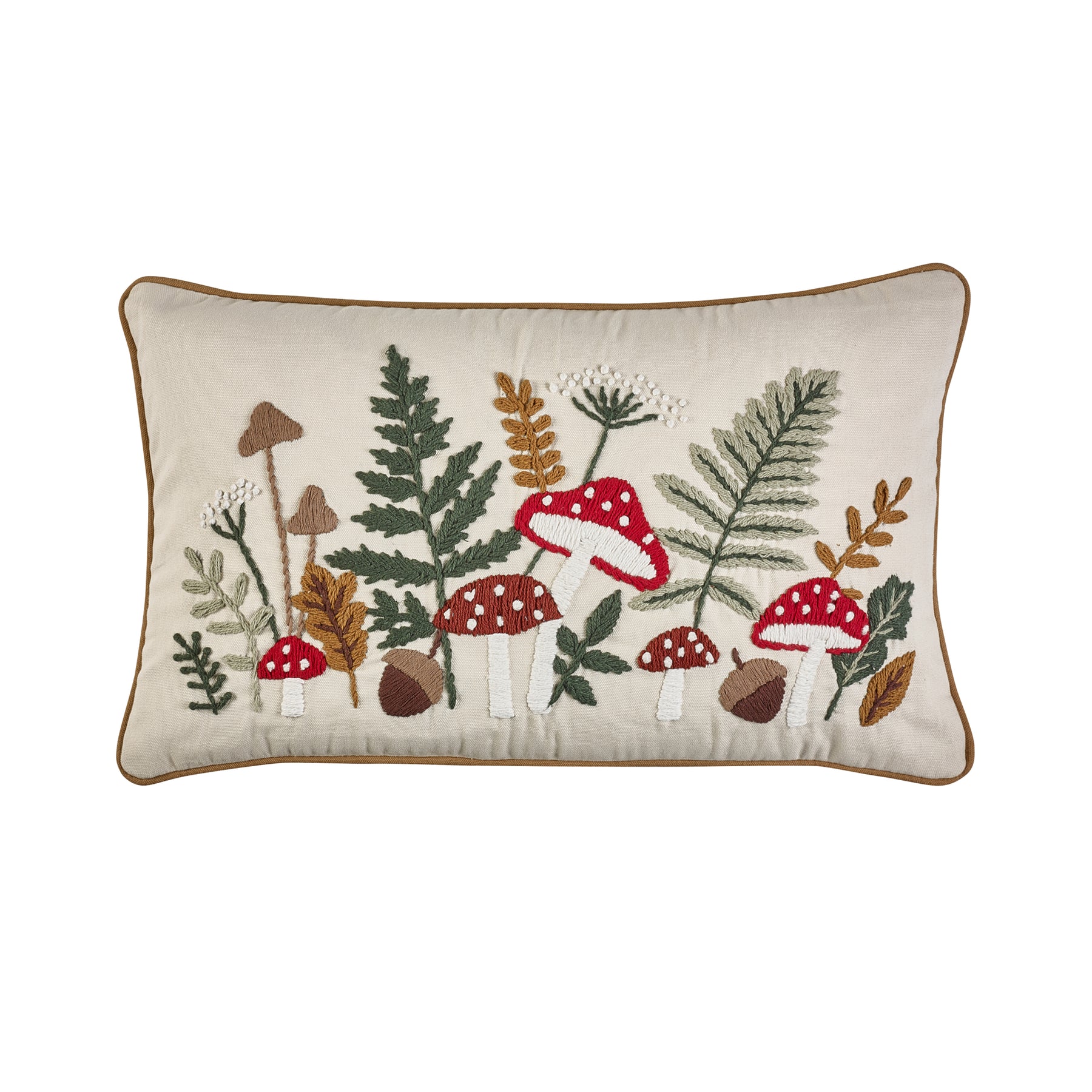 Catherine Lansfield Embroidery Woodland 30cm x 50cm Filled Cushion Natural