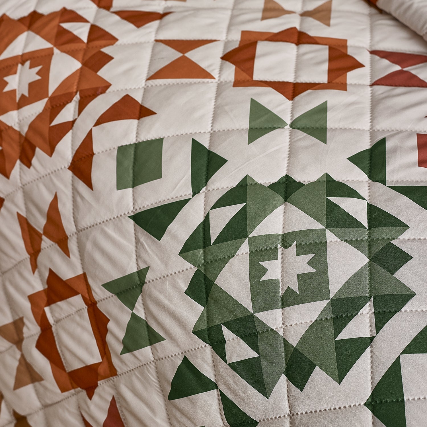 Catherine Lansfield Autumn Patchwork 220cm x 230cm Bedspread Natural