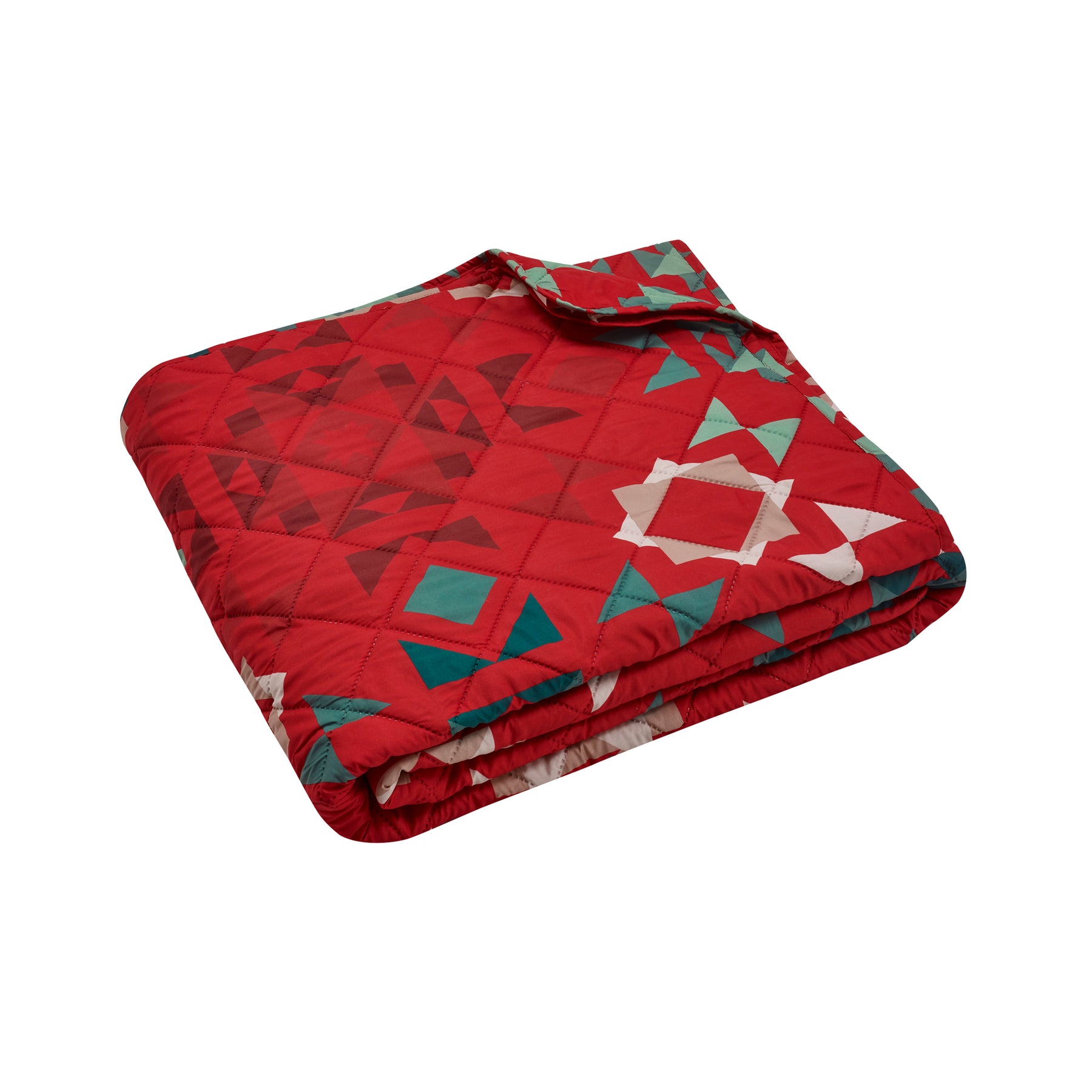 Catherine Lansfield Christmas Patchwork 220cm x 230cm Bedspread Red