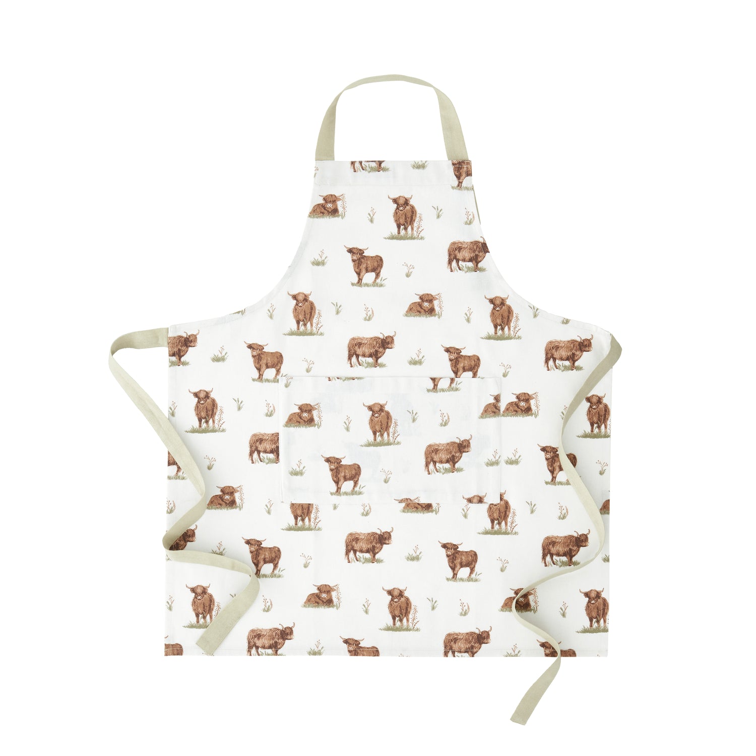 Catherine Lansfield Angus Highland Cow Apron Natural