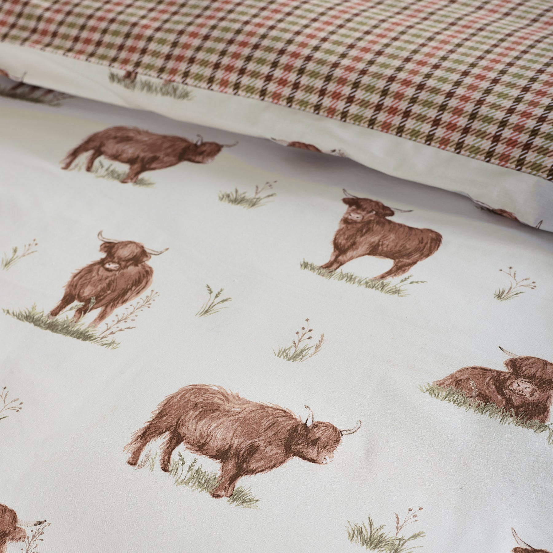 Catherine Lansfield Angus Highland Cow Duvet Cover Bedding Set Natural