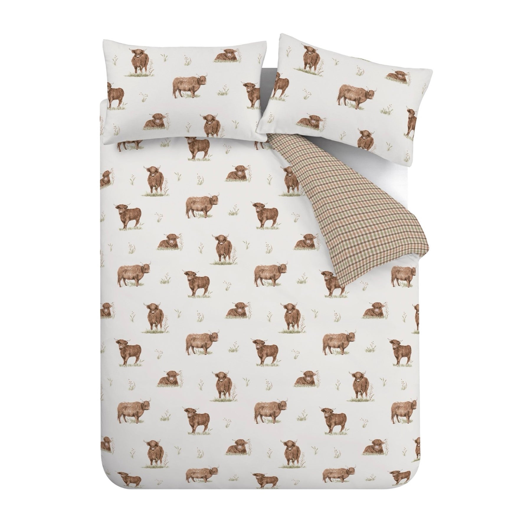 Catherine Lansfield Angus Highland Cow Duvet Cover Bedding Set Natural