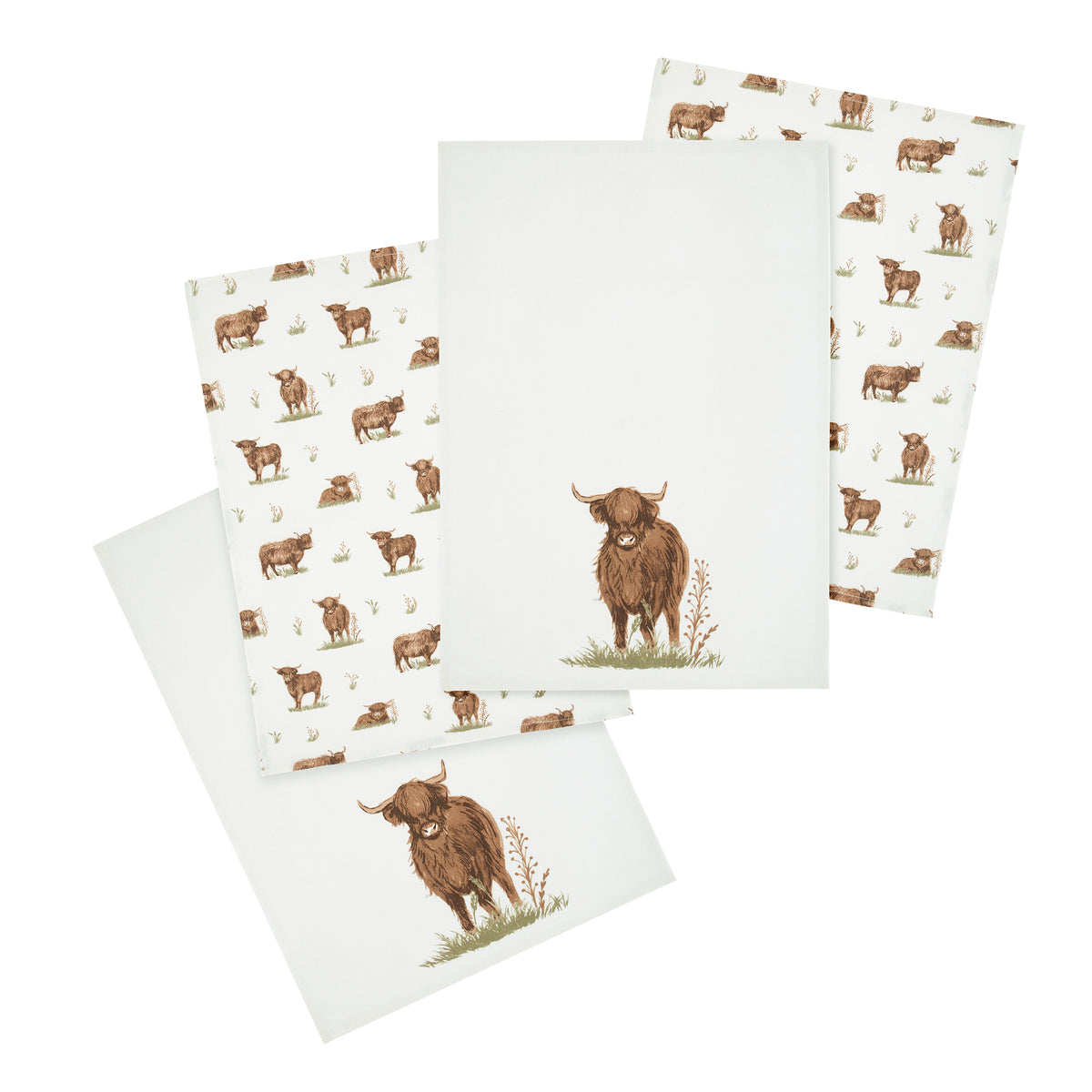 Catherine Lansfield Angus Highland Cow Tea Towel Natural