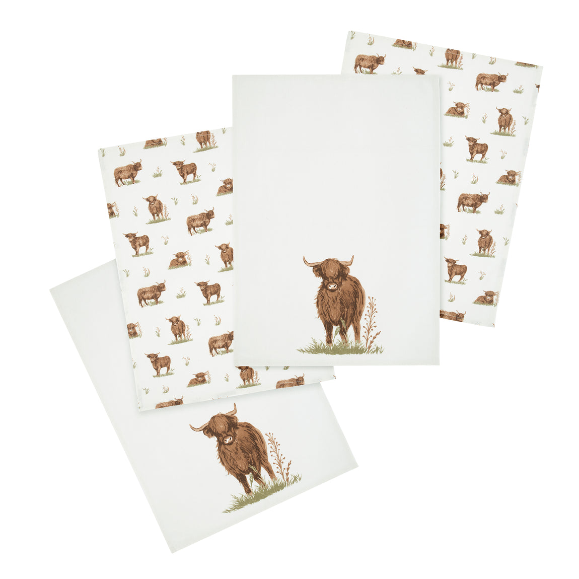 Catherine Lansfield Angus Highland Cow Tea Towel Natural