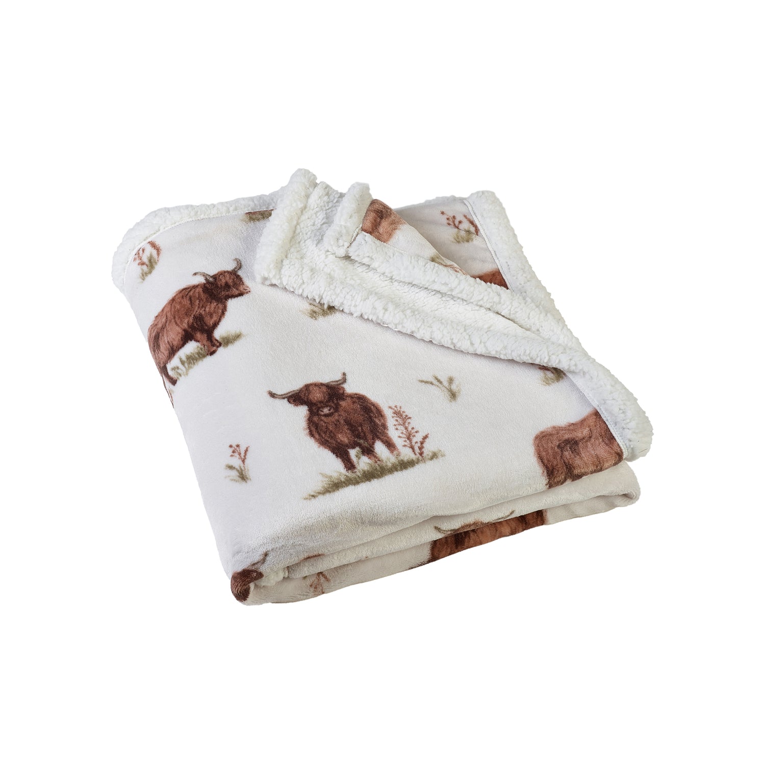 Catherine Lansfield Angus Highland Cow 130cm x 170cm Throw Natural