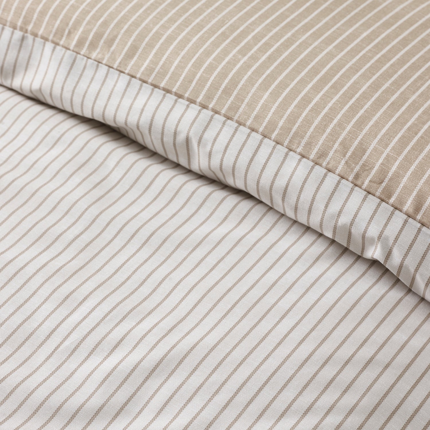 Catherine Lansfield Oxford Pinstripe Duvet Cover Bedding Set Natural