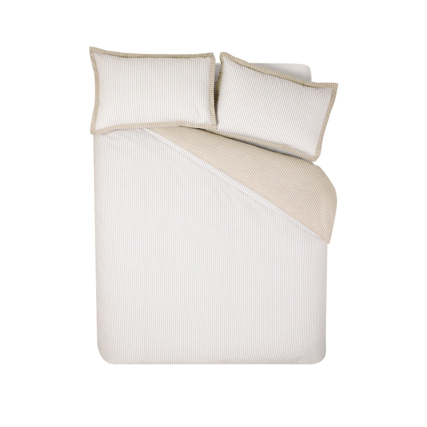 Catherine Lansfield Oxford Pinstripe Duvet Cover Bedding Set Natural