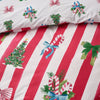 Catherine Lansfield Christmas Stripe Duvet Cover Bedding Set Red
