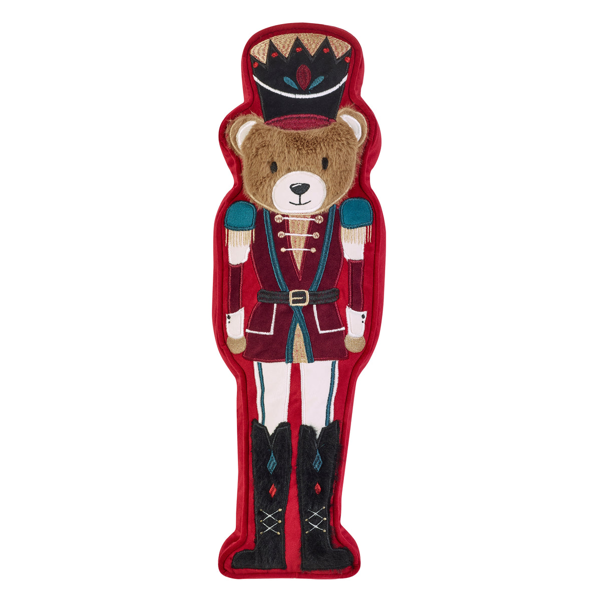 Catherine Lansfield Christmas Nutcracker Bear Filled Cushion Red