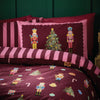 Catherine Lansfield Christmas Nutcracker Stripe Duvet Cover Bedding Set Plum